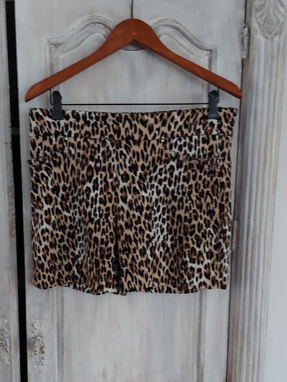 Attyre Leopard Print Mini Skirt in Brown and Black